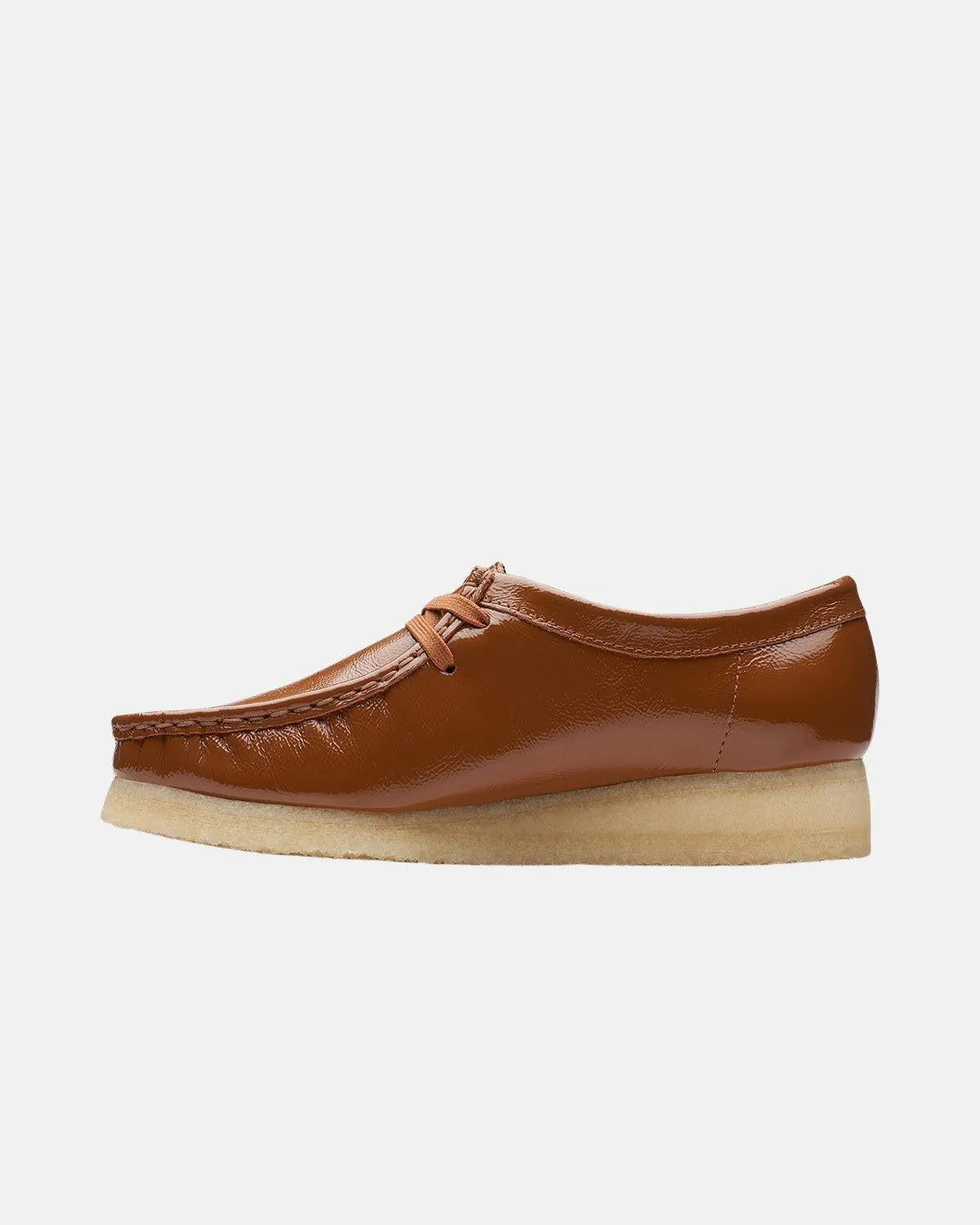 CLARKS ORIGINALS WOMENS WALLABEE SHOES DUSK BROWN PATENT