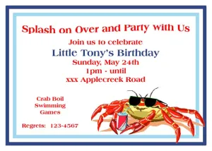 COOL CRAB CUSTOM INVITATION
