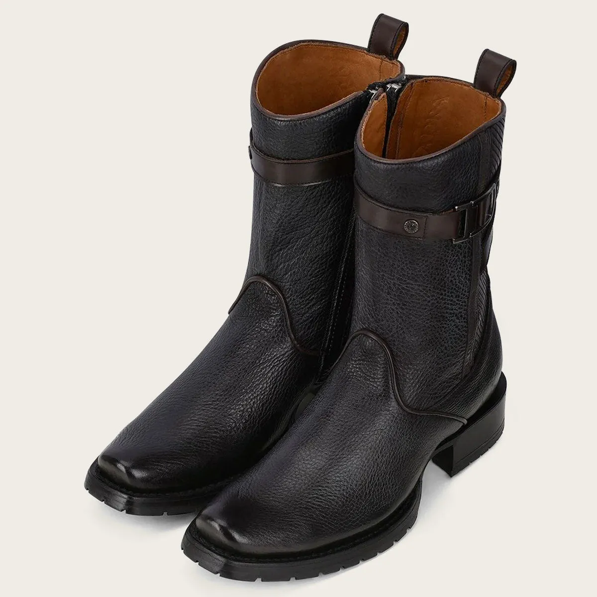 Cuadra Men’s Black Laser & Embroidery Narrow Square Toe