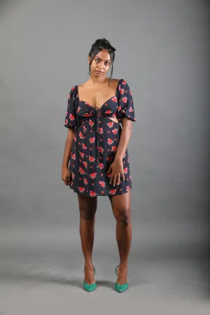 Cut Out Short Dress - Rose Bloom