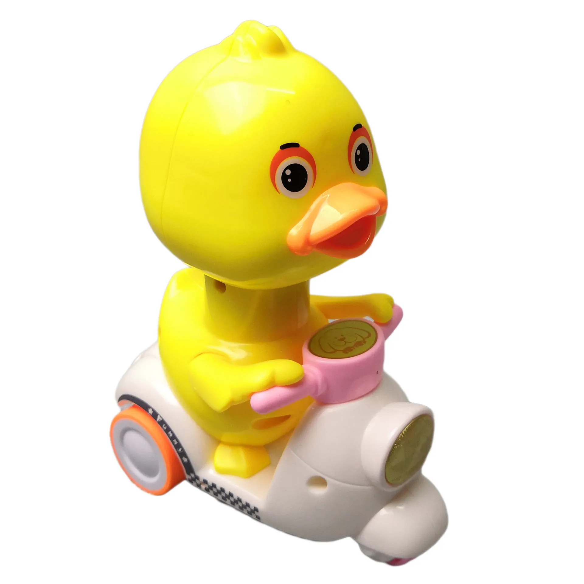 Cute Cartoon Pull Back Pressing Small Yellow Duck Motor Tricycle Toy for Kids Expression doll