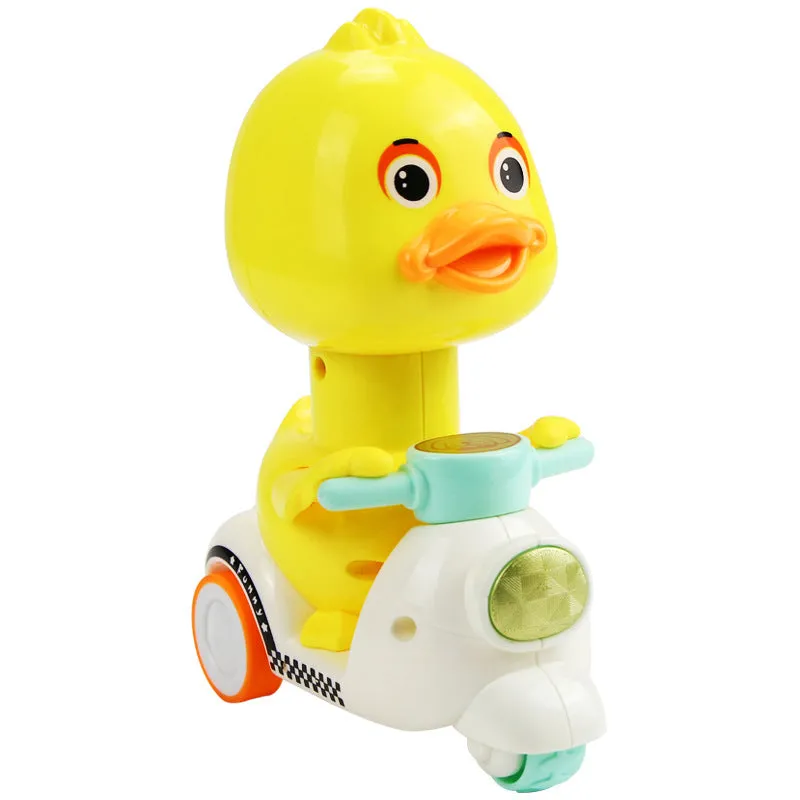 Cute Cartoon Pull Back Pressing Small Yellow Duck Motor Tricycle Toy for Kids Expression doll