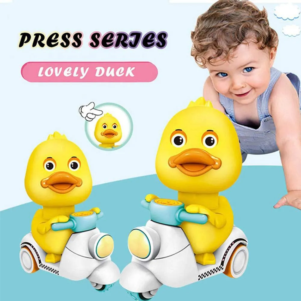 Cute Cartoon Pull Back Pressing Small Yellow Duck Motor Tricycle Toy for Kids Expression doll