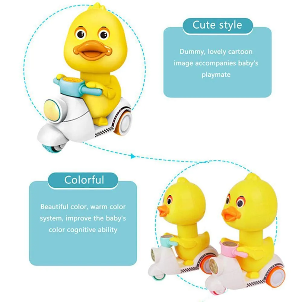 Cute Cartoon Pull Back Pressing Small Yellow Duck Motor Tricycle Toy for Kids Expression doll