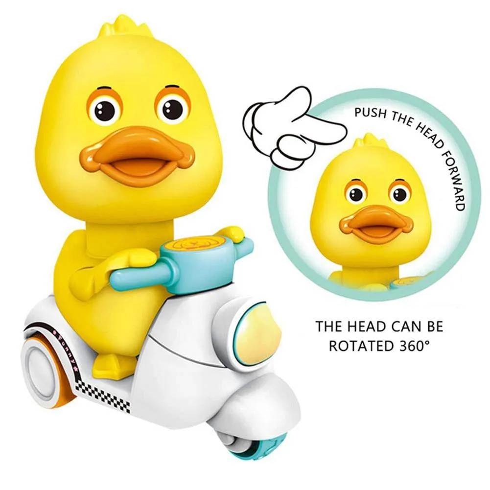Cute Cartoon Pull Back Pressing Small Yellow Duck Motor Tricycle Toy for Kids Expression doll