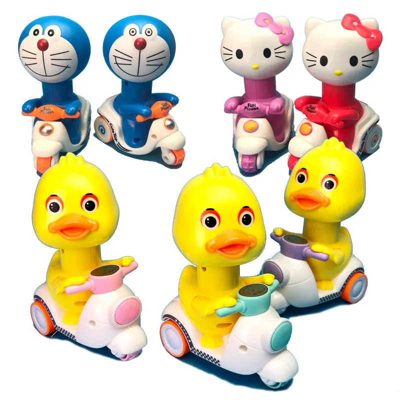 Cute Cartoon Pull Back Pressing Small Yellow Duck Motor Tricycle Toy for Kids Expression doll