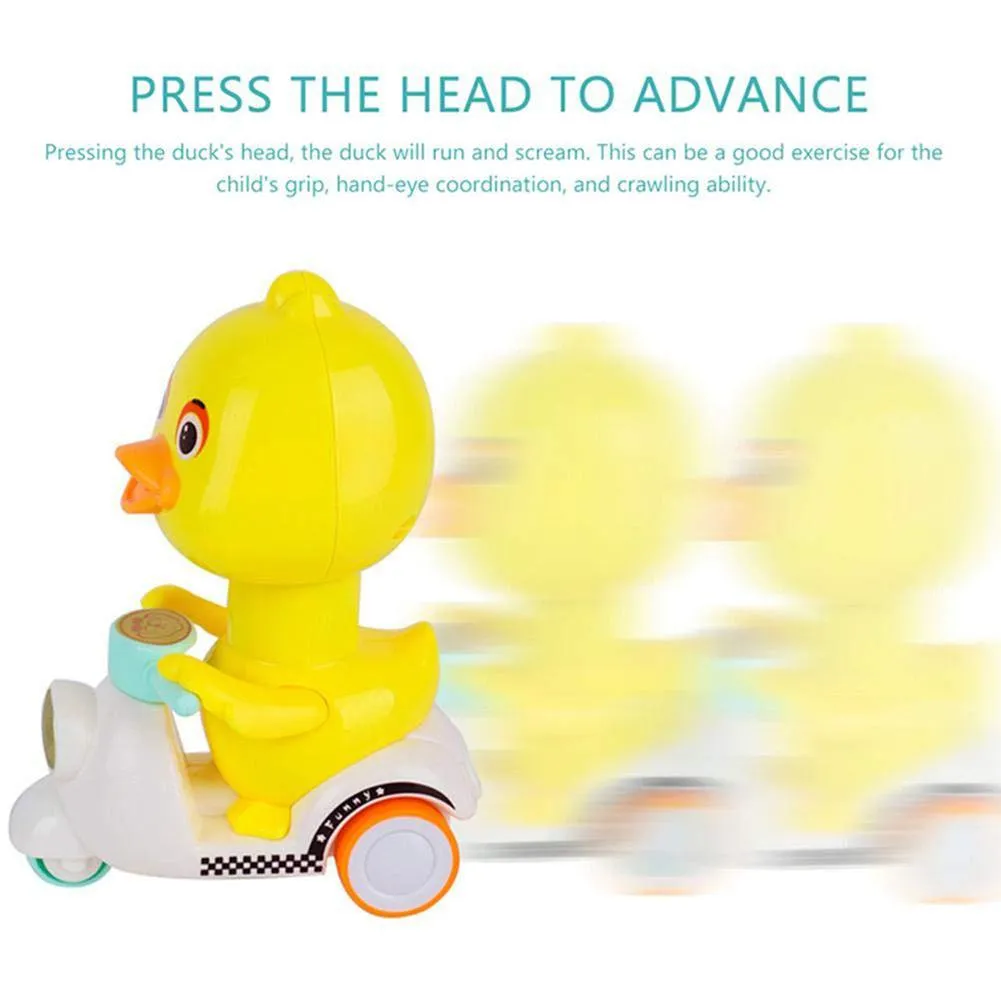 Cute Cartoon Pull Back Pressing Small Yellow Duck Motor Tricycle Toy for Kids Expression doll