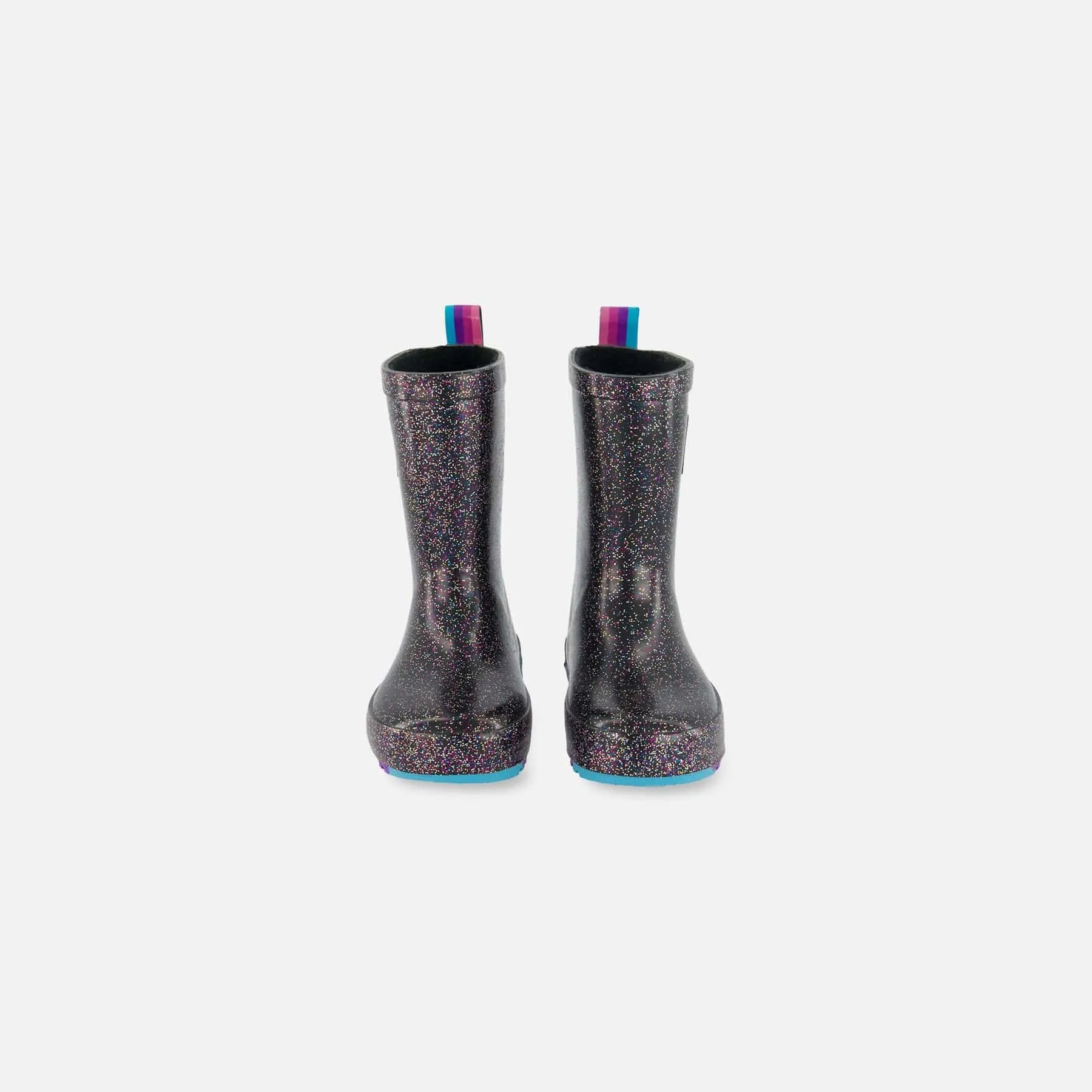 Deux Par Deux Rain Boots - Black Glitter