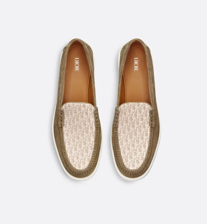 Dior Granville Loafer • Brown suede with brown and beige Dior Oblique jacquard