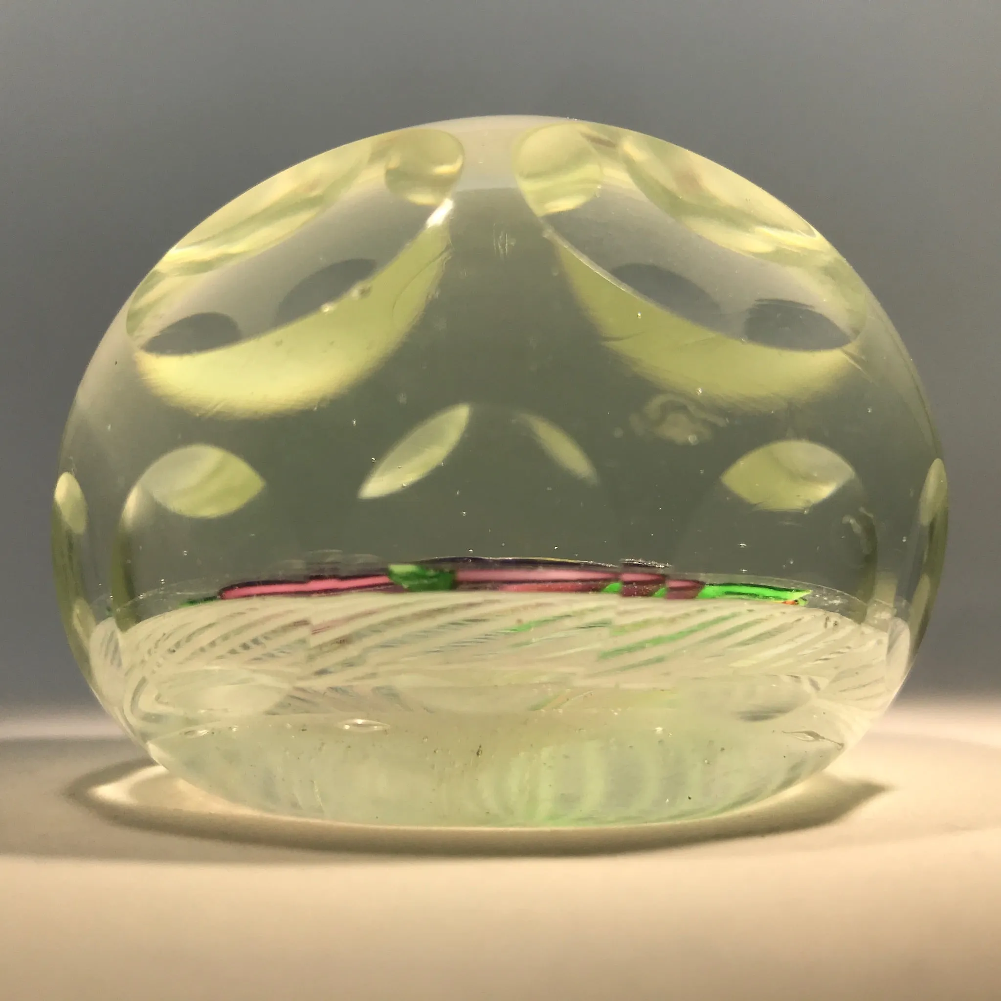 Early 20th Century Chinese Art Glass Paperweight Lampwork Pansy on Filigree Basket