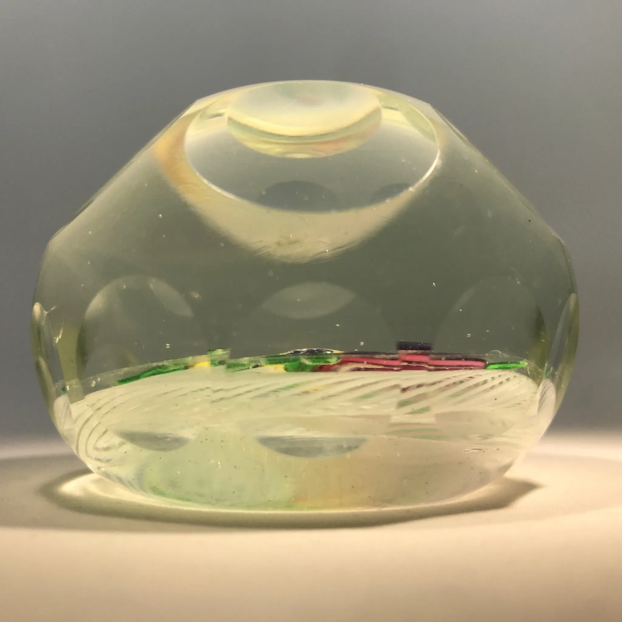Early 20th Century Chinese Art Glass Paperweight Lampwork Pansy on Filigree Basket
