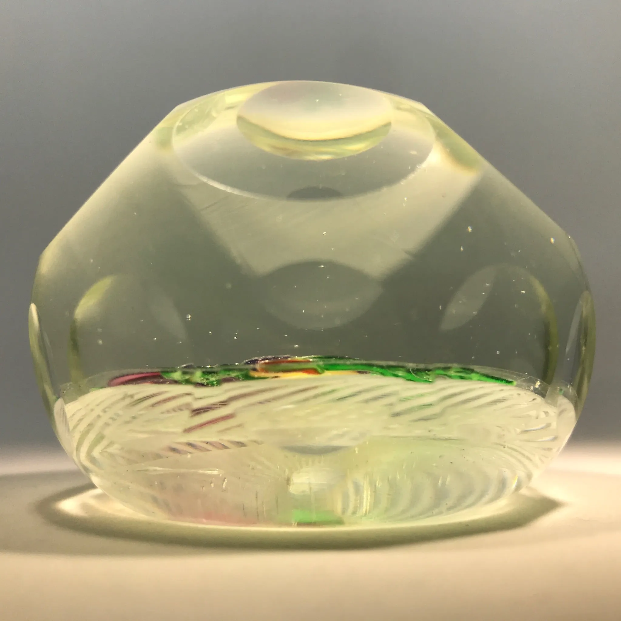Early 20th Century Chinese Art Glass Paperweight Lampwork Pansy on Filigree Basket