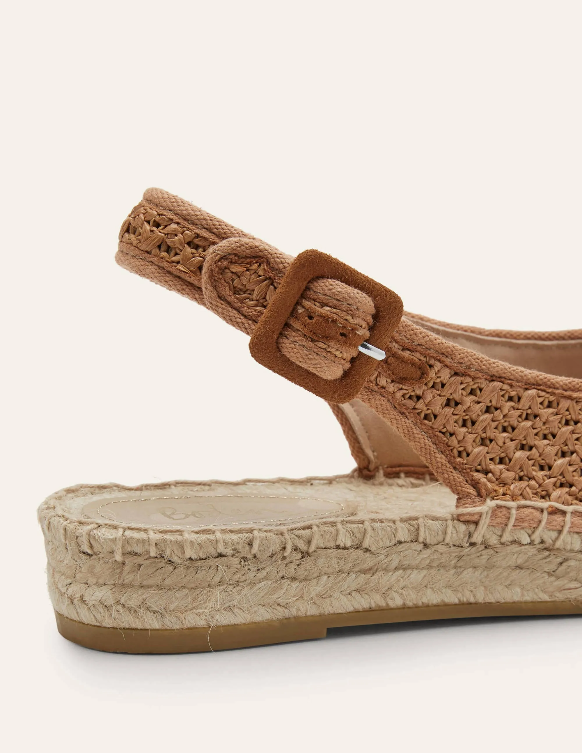 Espadrille-Riemchensandalen-Hellbraun, Gewebt