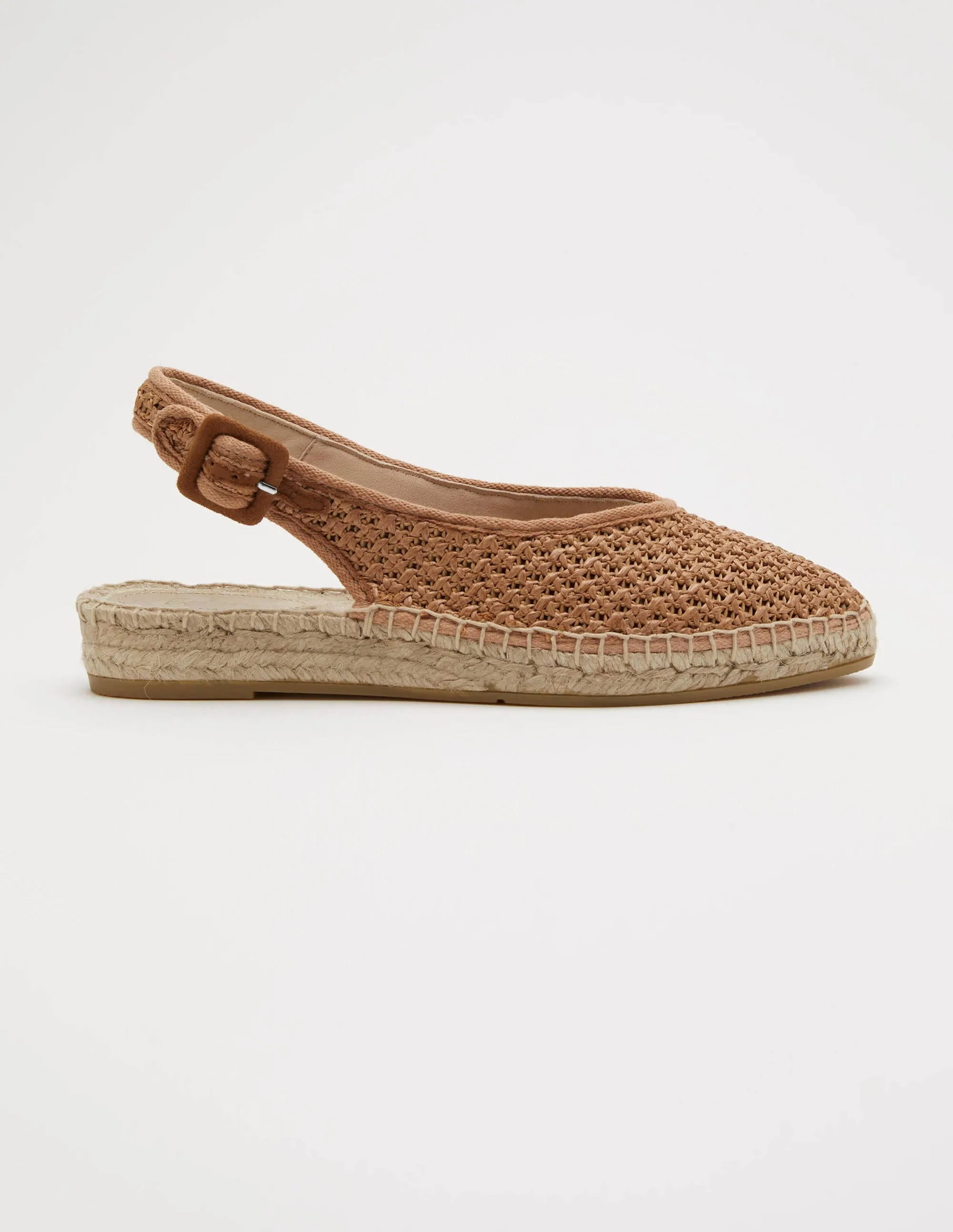 Espadrille-Riemchensandalen-Hellbraun, Gewebt
