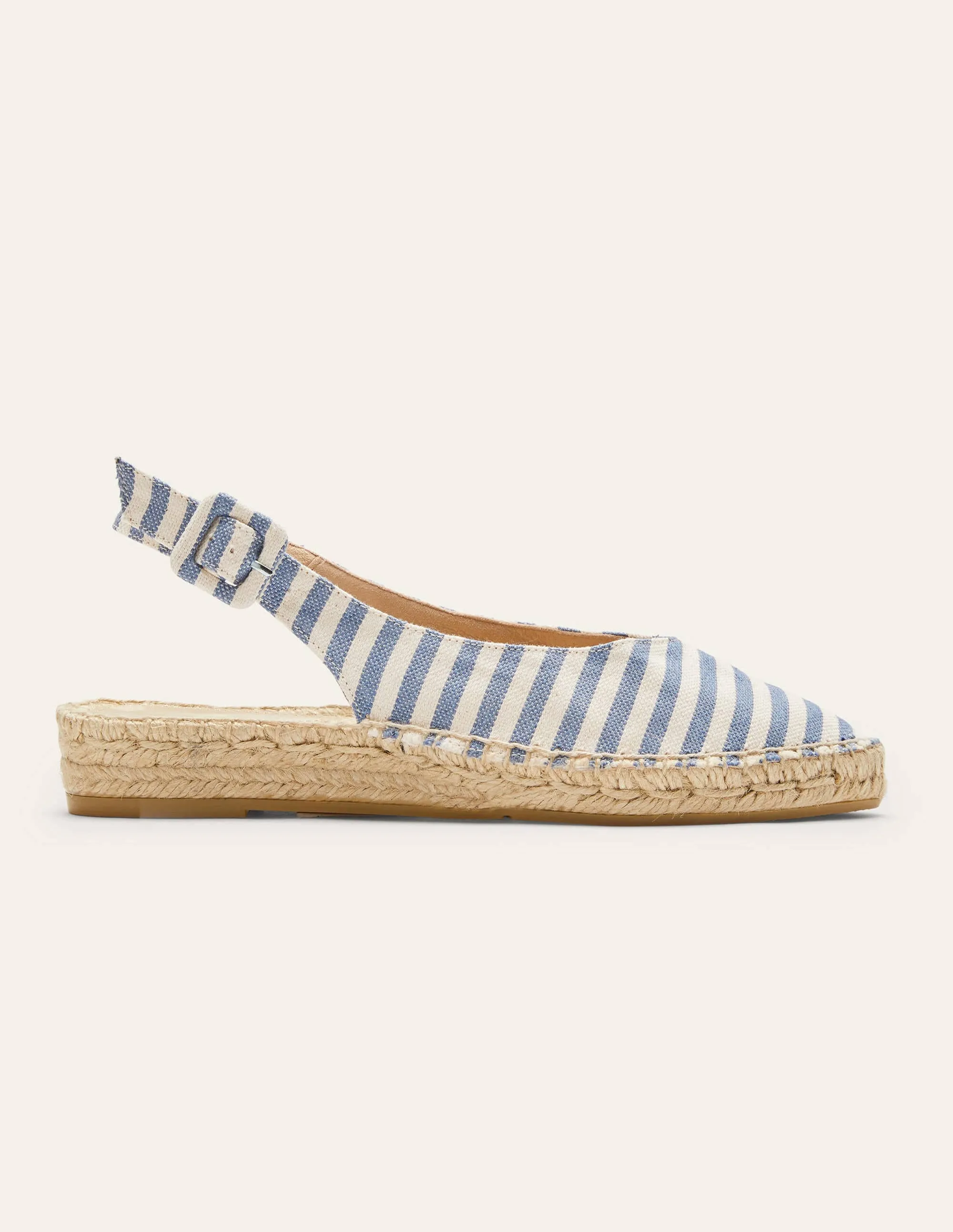 Espadrille-Riemchensandalen-Marokkoblau, Gestreift