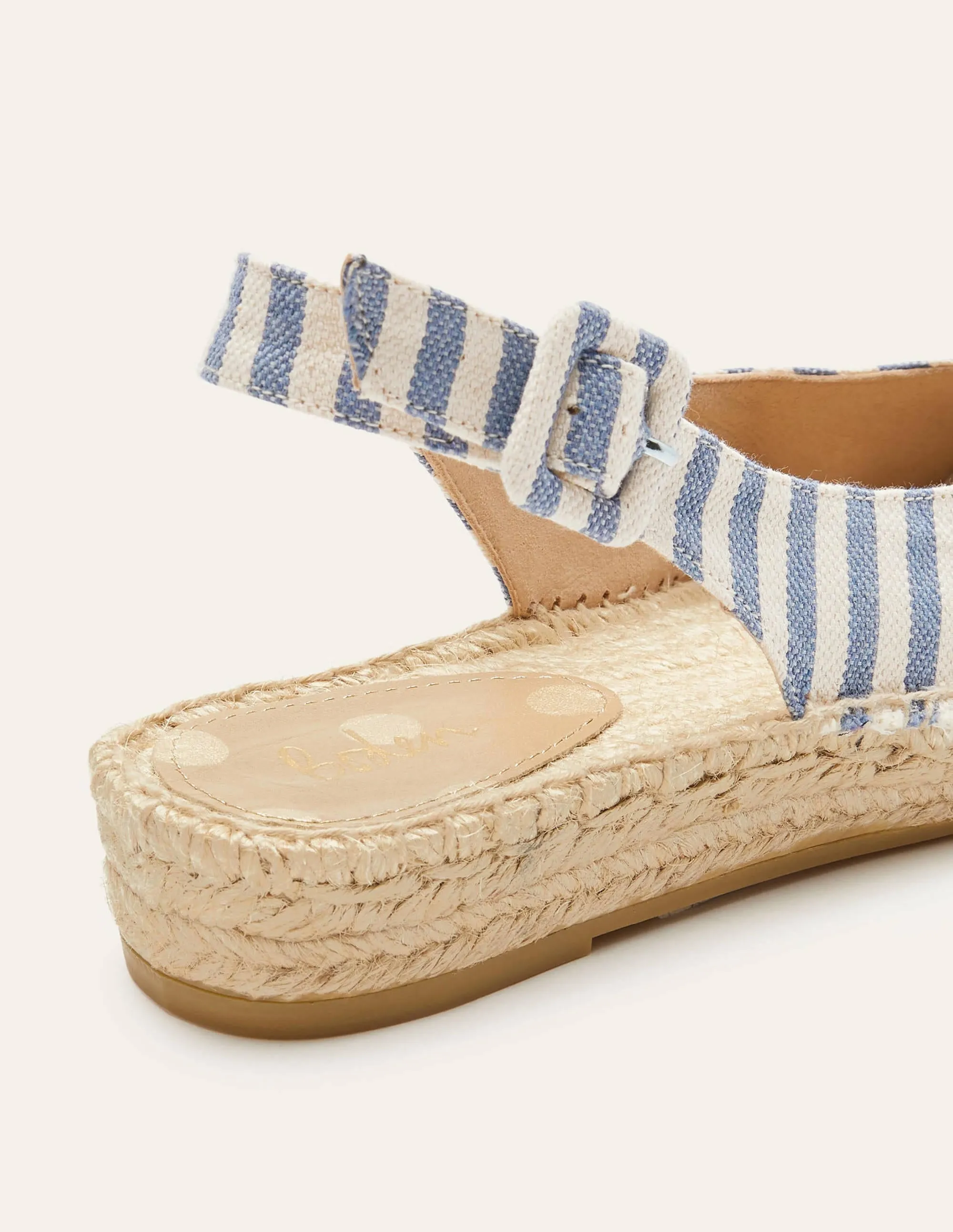 Espadrille-Riemchensandalen-Marokkoblau, Gestreift