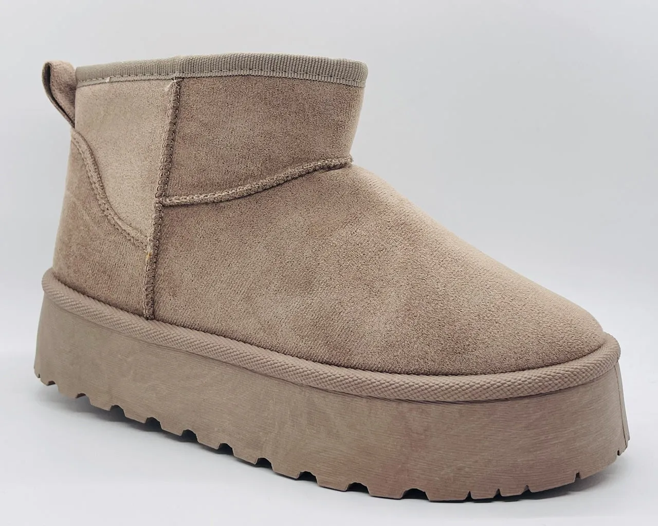 Faux Suede Fur Lining Platform Ankle Boots