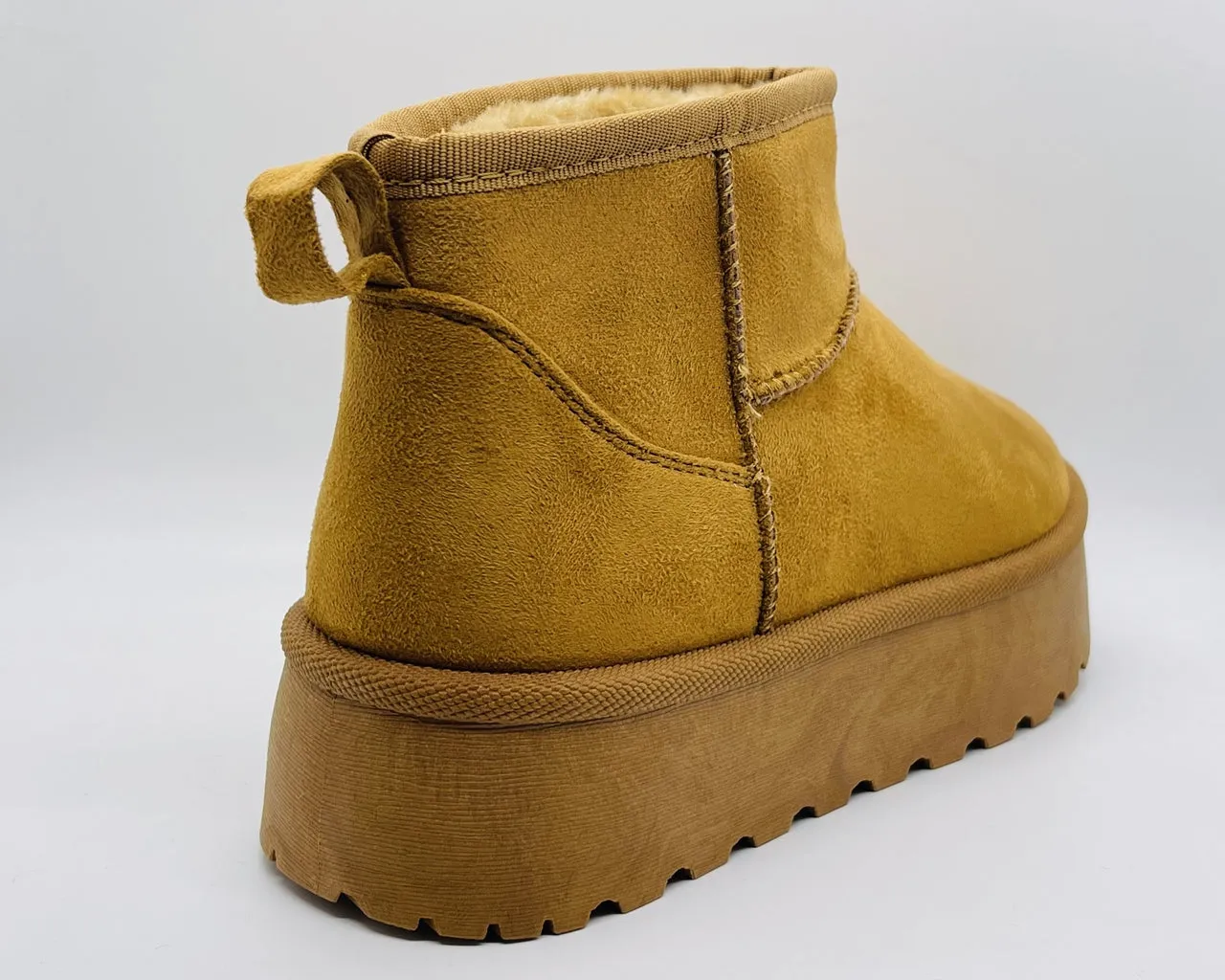 Faux Suede Fur Lining Platform Ankle Boots