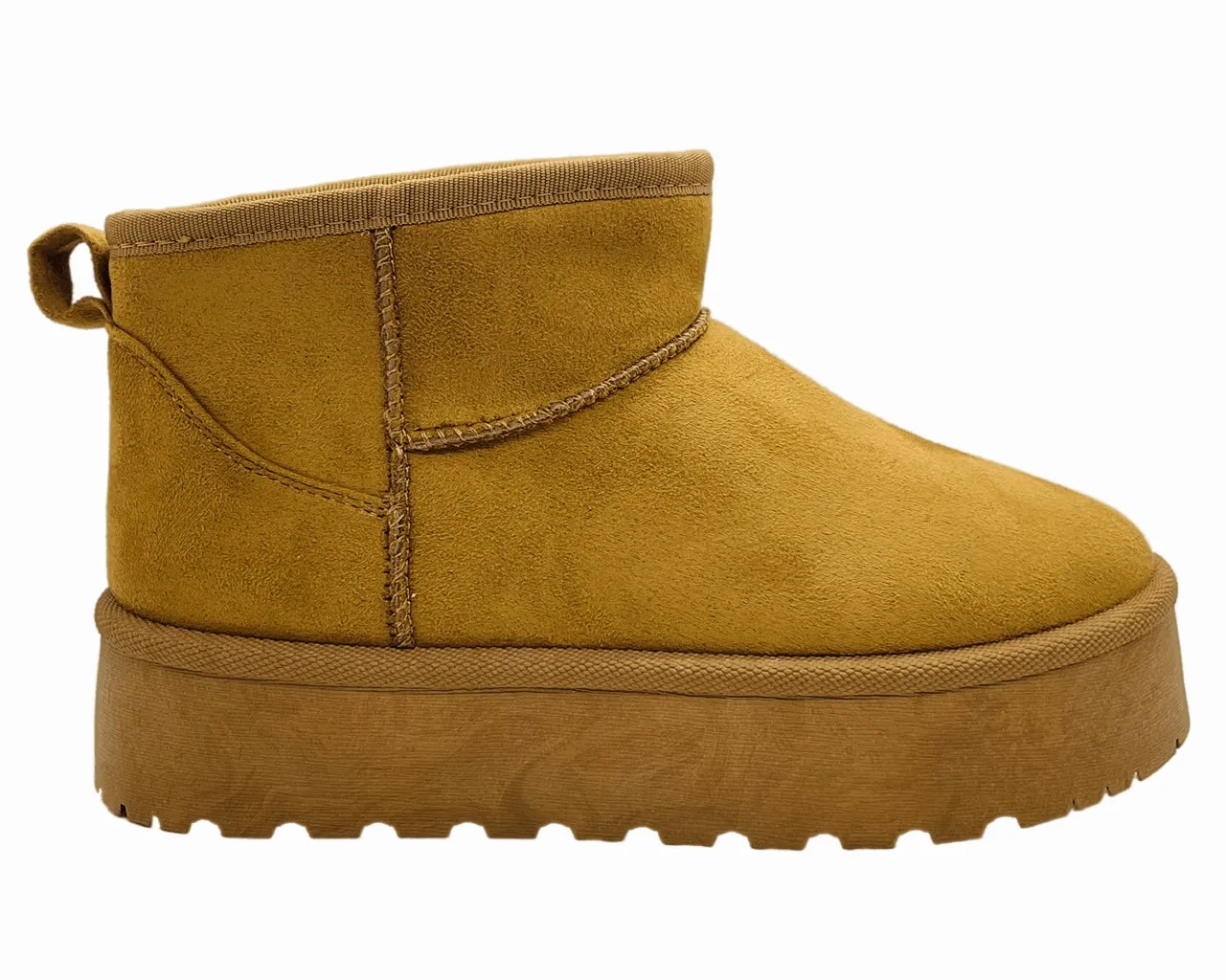 Faux Suede Fur Lining Platform Ankle Boots