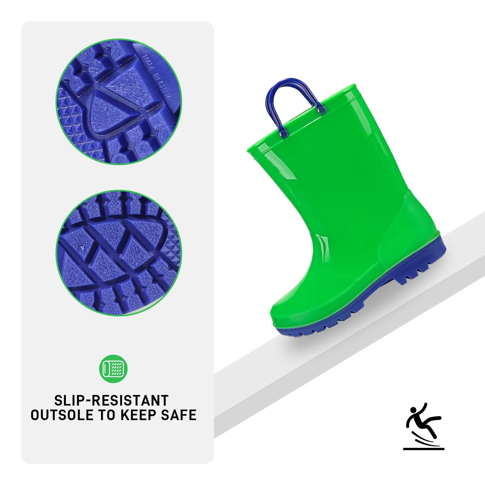 Green and purple Toddler Kids Contrast Rain Boots