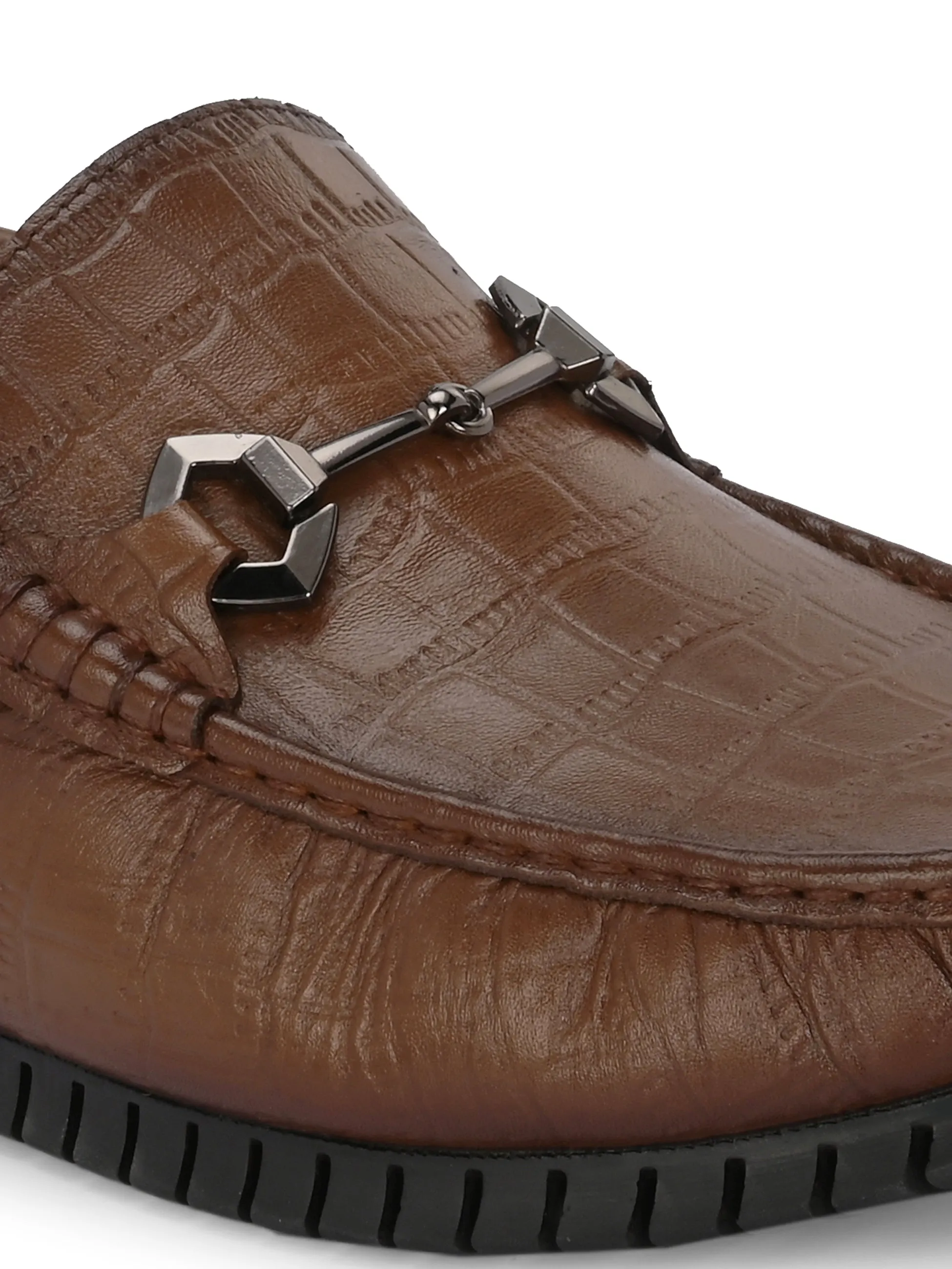Hitz Men's Tan Leather Slip-On Comfort Loafer Shoes