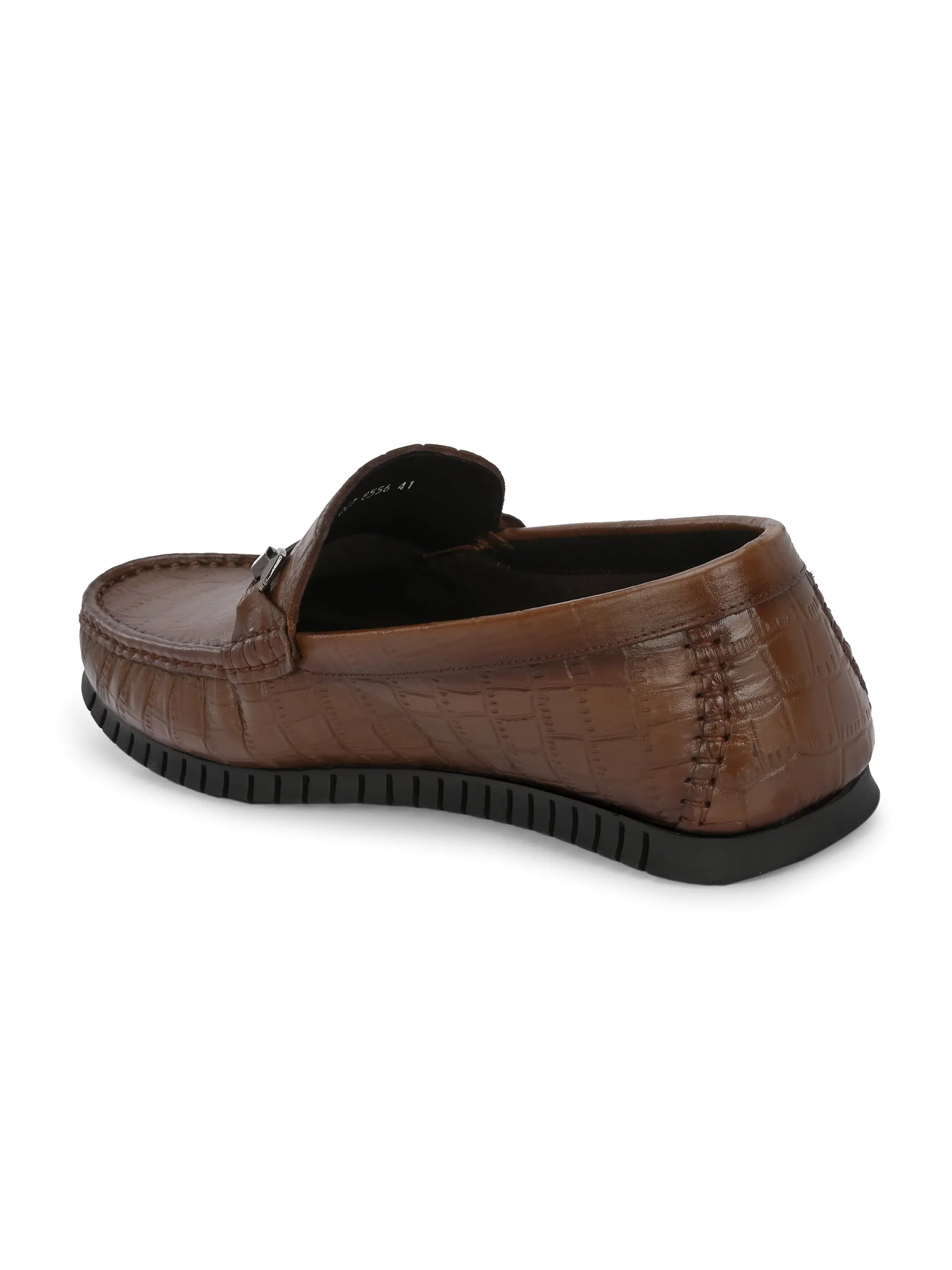 Hitz Men's Tan Leather Slip-On Comfort Loafer Shoes