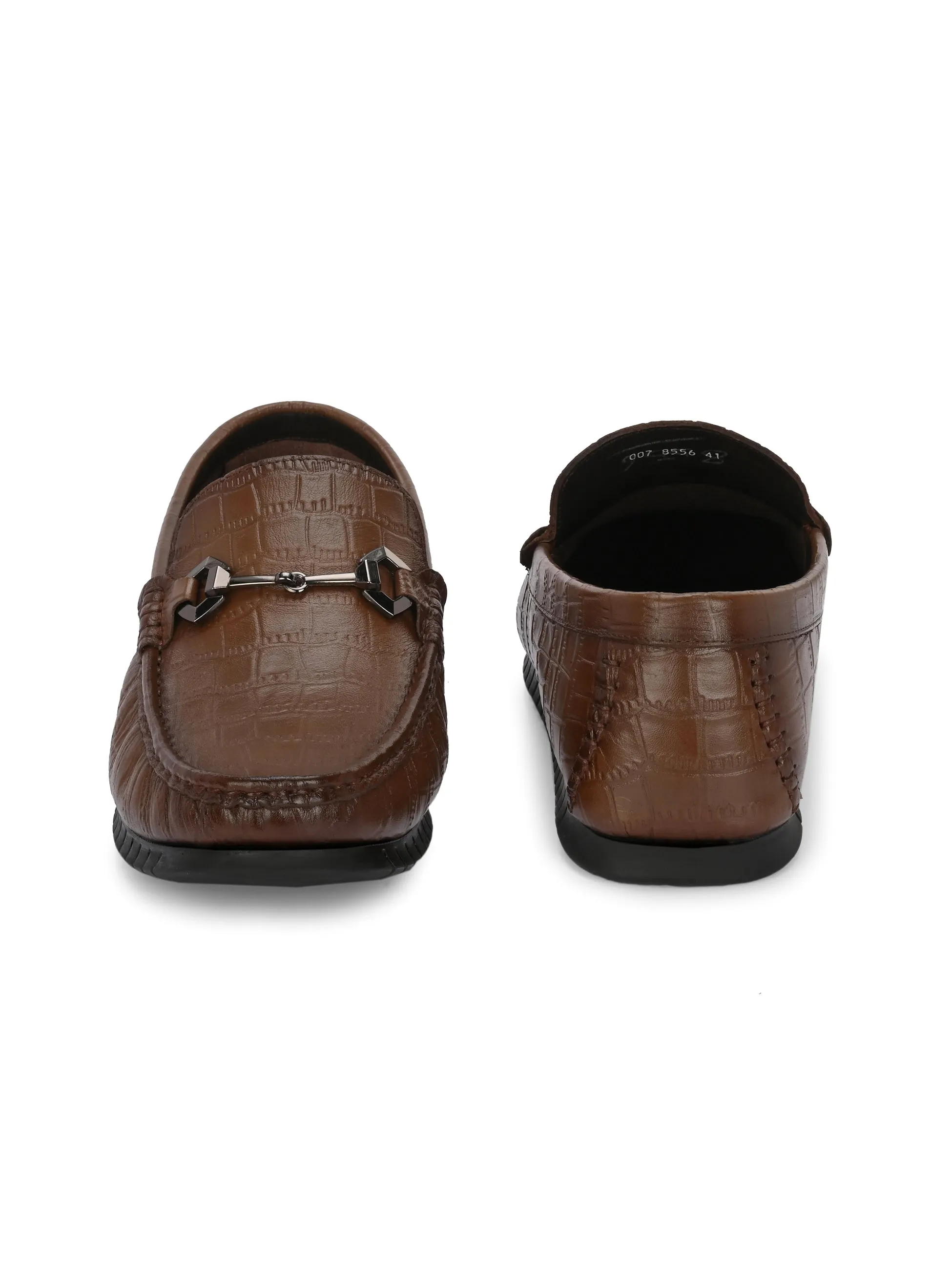 Hitz Men's Tan Leather Slip-On Comfort Loafer Shoes