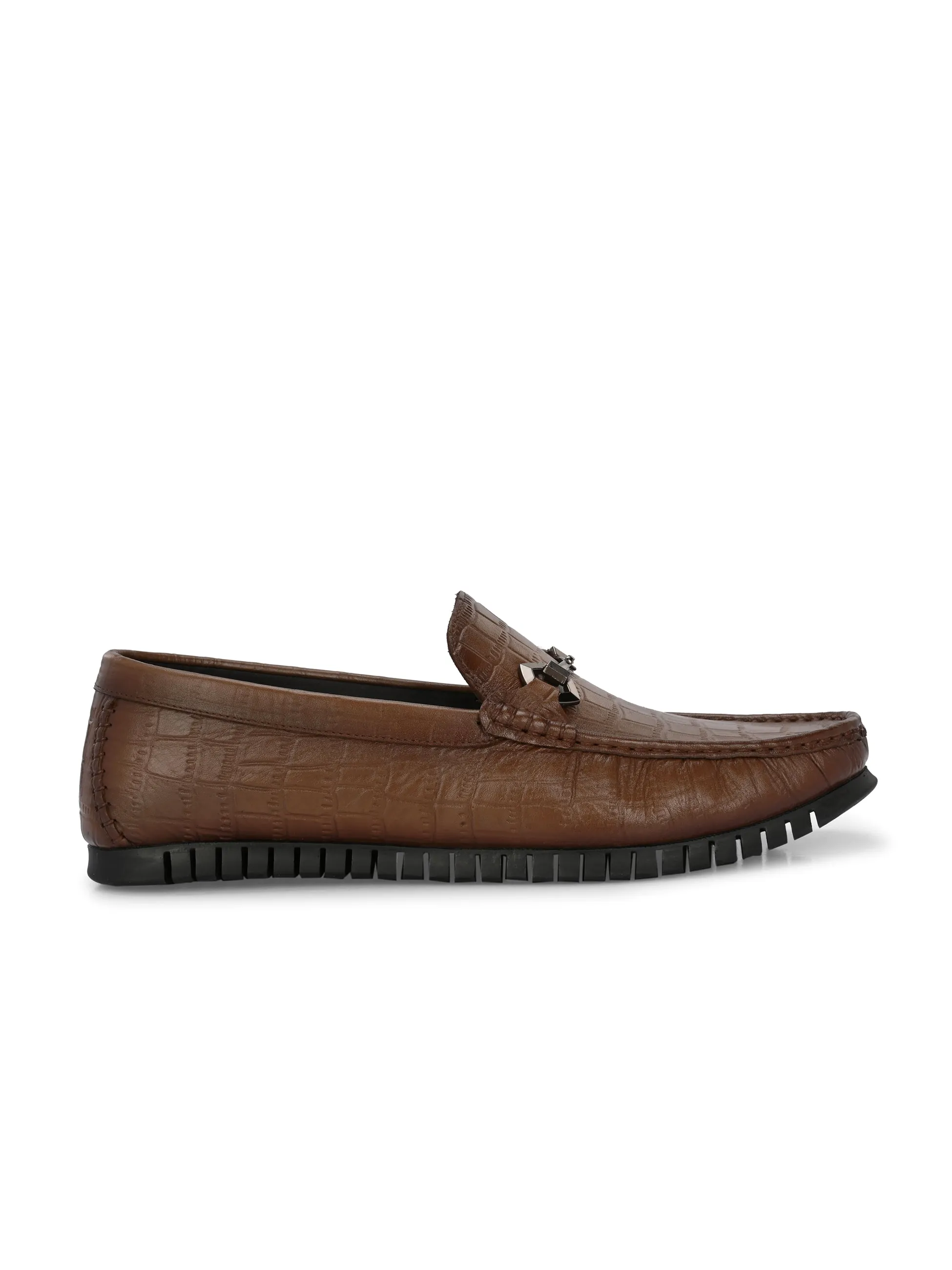 Hitz Men's Tan Leather Slip-On Comfort Loafer Shoes