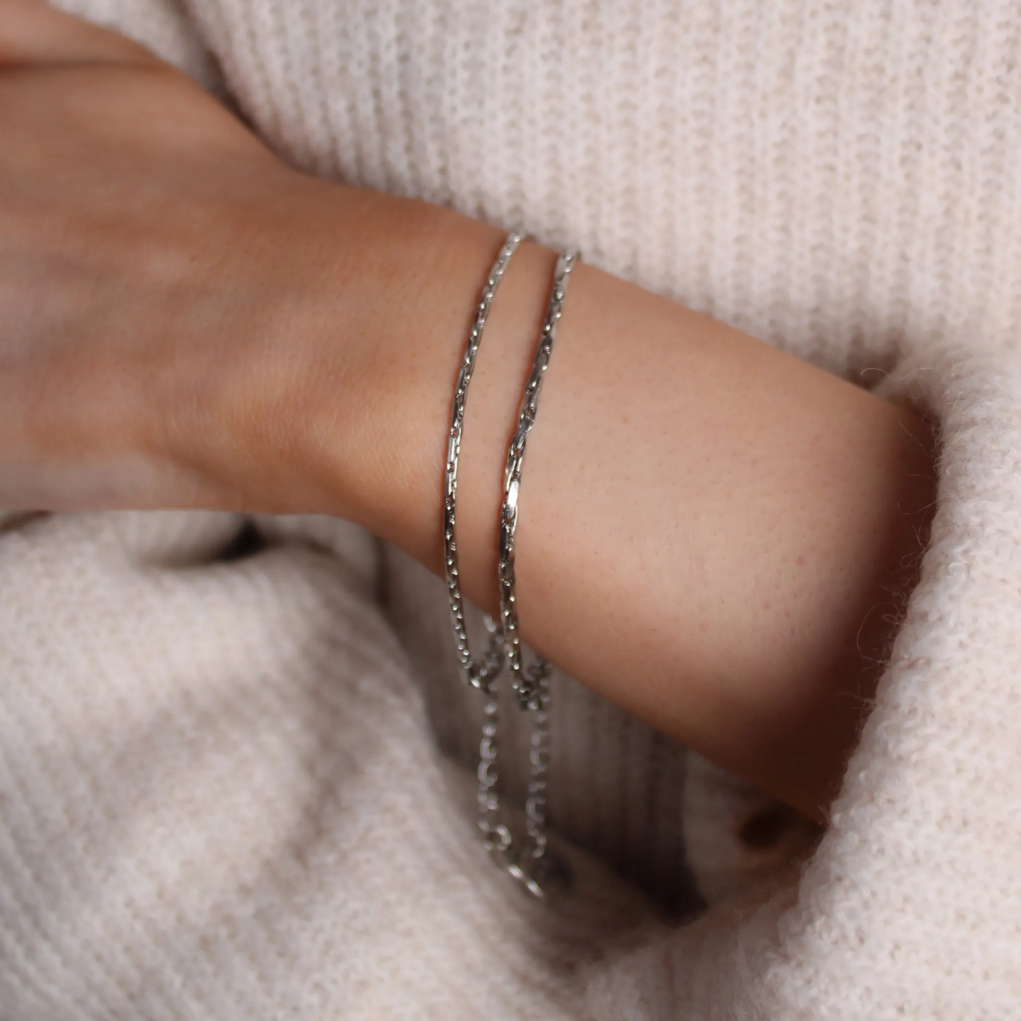 Iris Square Boston Chain Bracelet, Silver