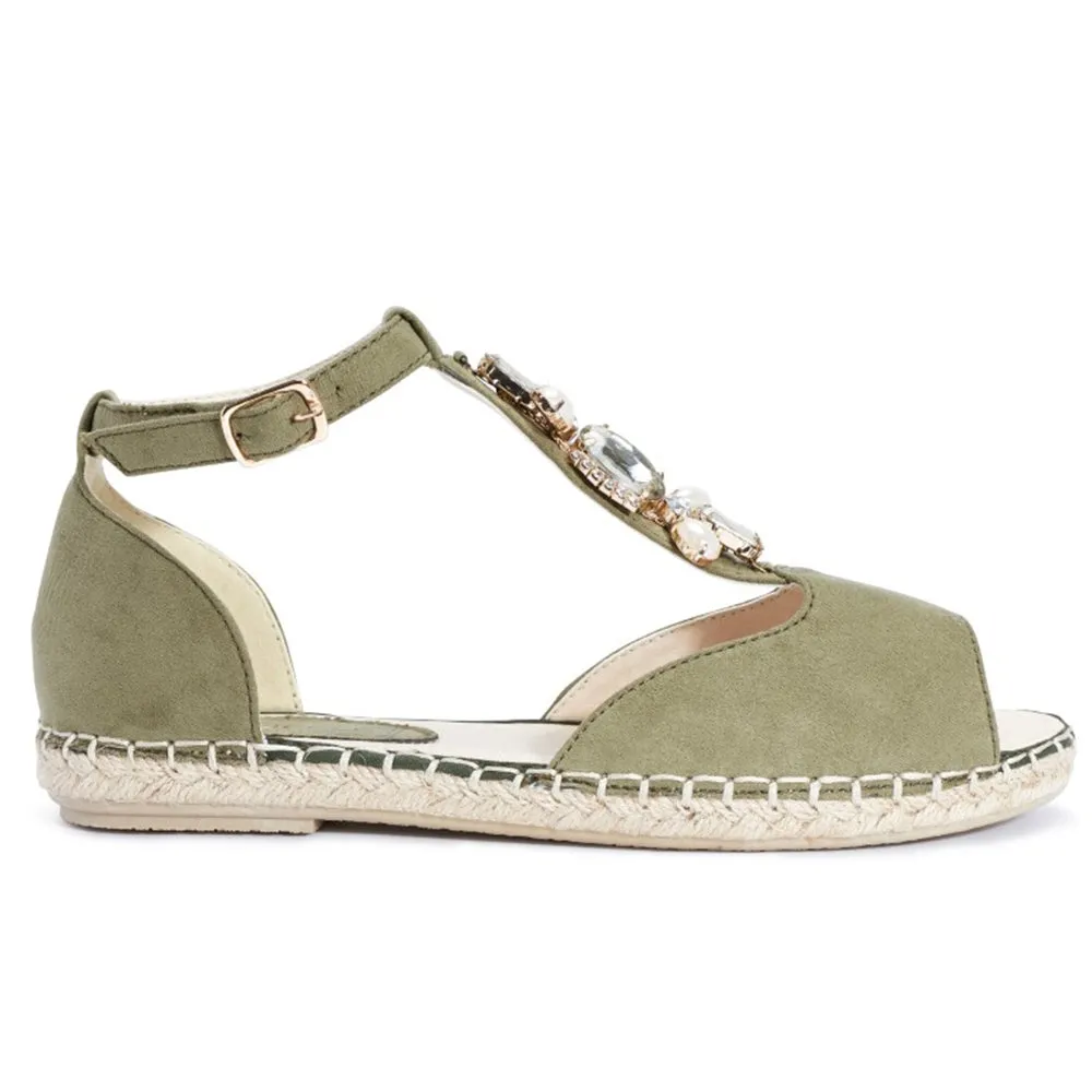 Jewelled flat sandal