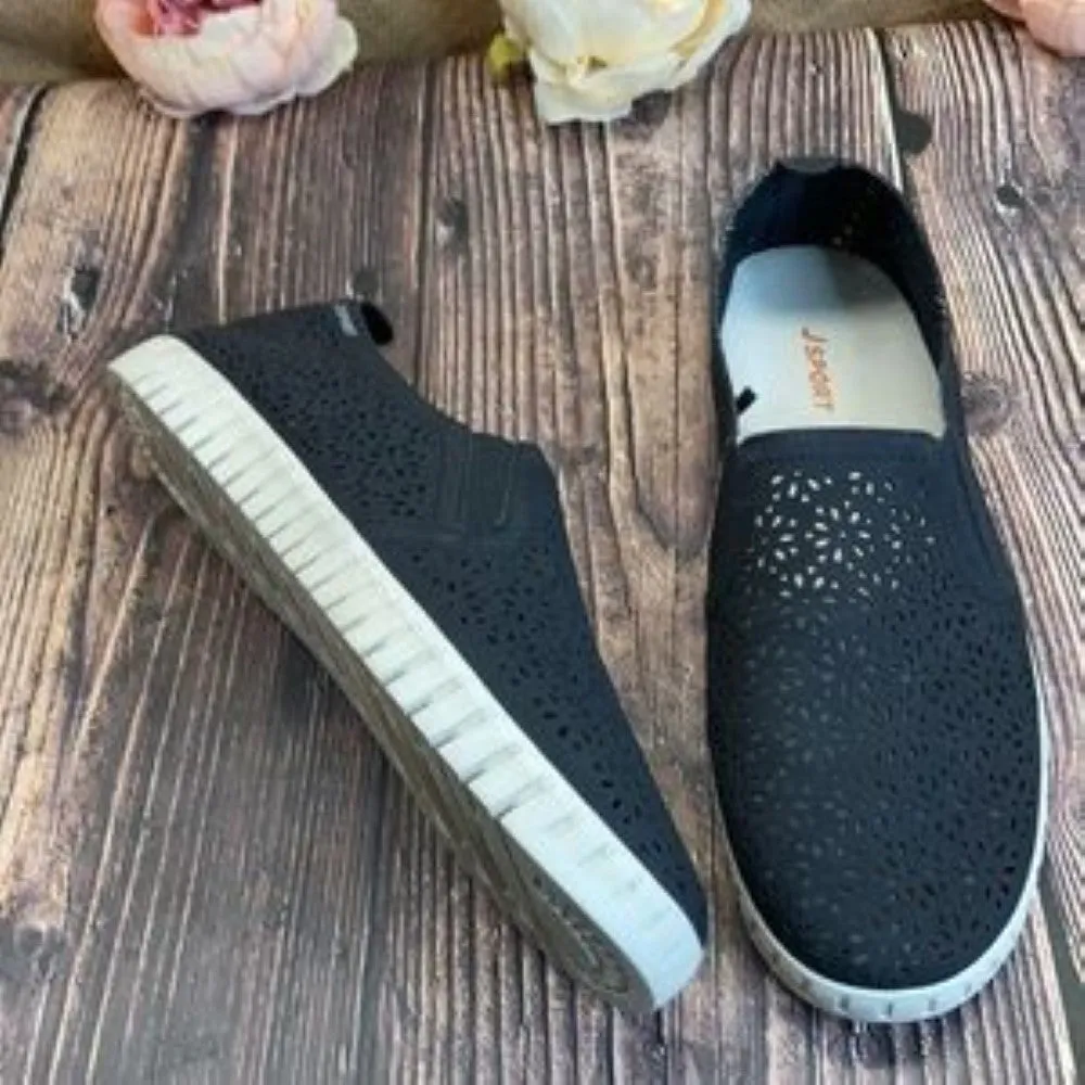 JSport Black Floral Slip On Loafer 9M
