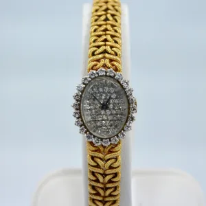 Jules Jurgensen 14K Yellow Gold Solid Ladies Quartz Diamond Wristwatch
