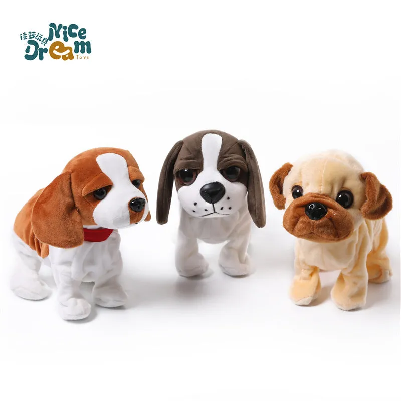 Kids Electric Walking Dog Cute Plush Puppy with Music Barking Function Recognition Educational Toy peking dog