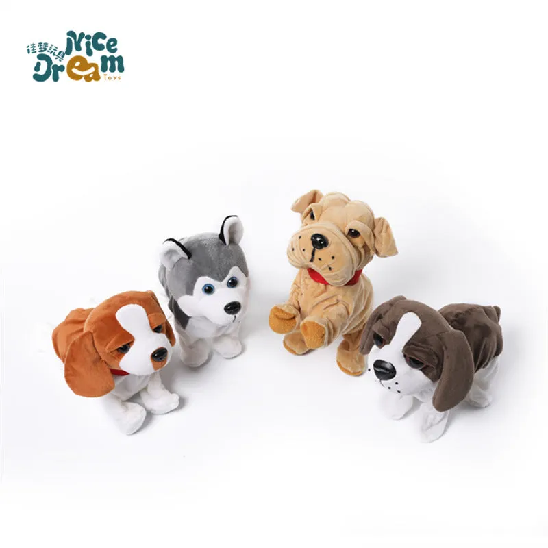 Kids Electric Walking Dog Cute Plush Puppy with Music Barking Function Recognition Educational Toy peking dog