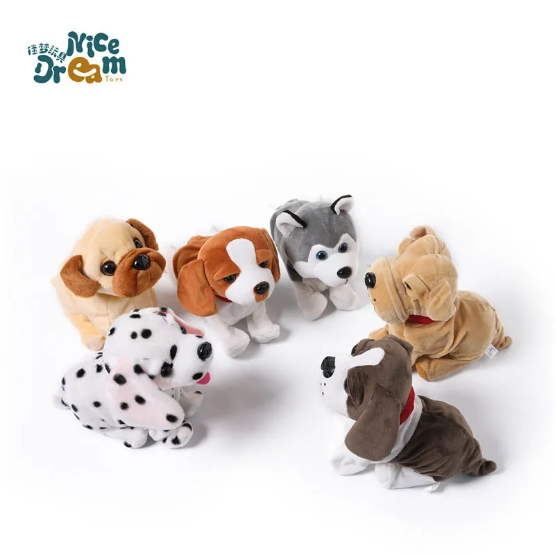 Kids Electric Walking Dog Cute Plush Puppy with Music Barking Function Recognition Educational Toy peking dog