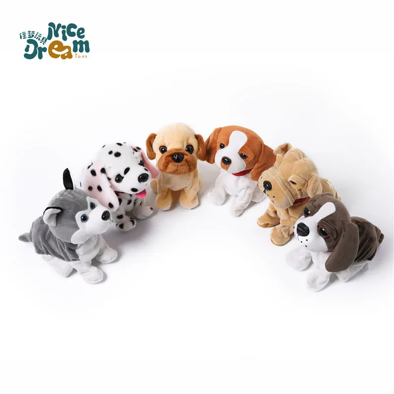 Kids Electric Walking Dog Cute Plush Puppy with Music Barking Function Recognition Educational Toy peking dog