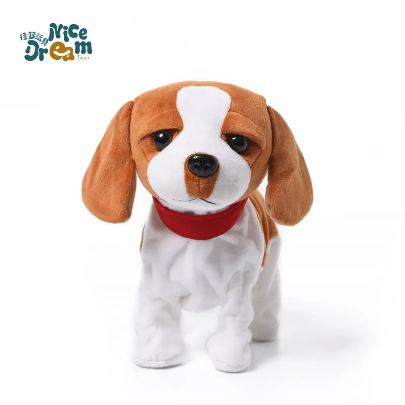 Kids Electric Walking Dog Cute Plush Puppy with Music Barking Function Recognition Educational Toy peking dog