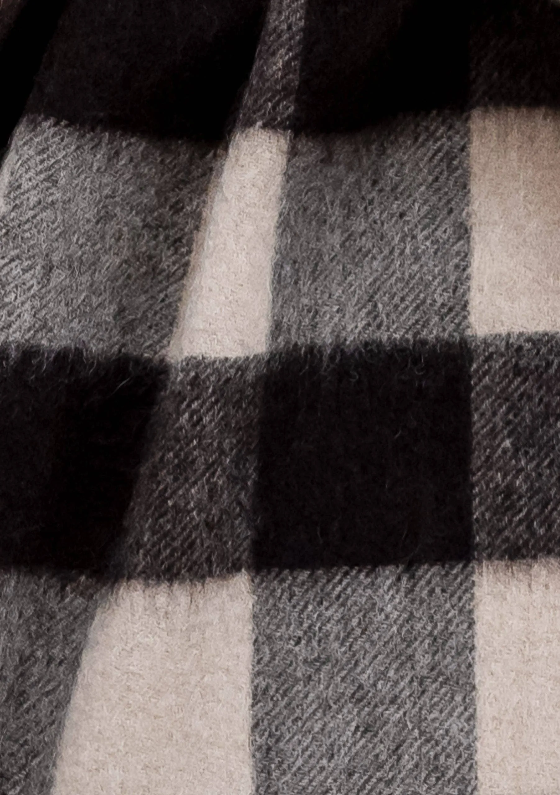 Lambswool Fringe Scarf in Brown Gingham