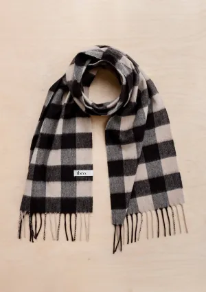 Lambswool Fringe Scarf in Brown Gingham