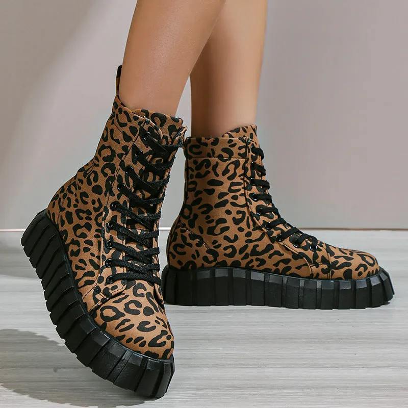 Leopard Print Platform Chic Boots