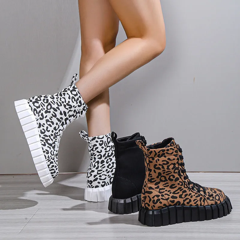 Leopard Print Platform Chic Boots
