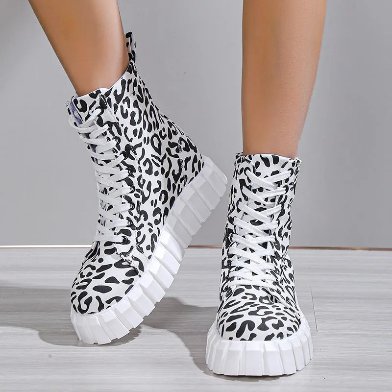 Leopard Print Platform Chic Boots