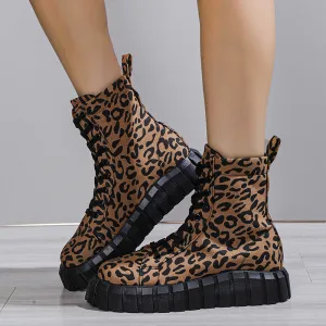Leopard Print Platform Chic Boots