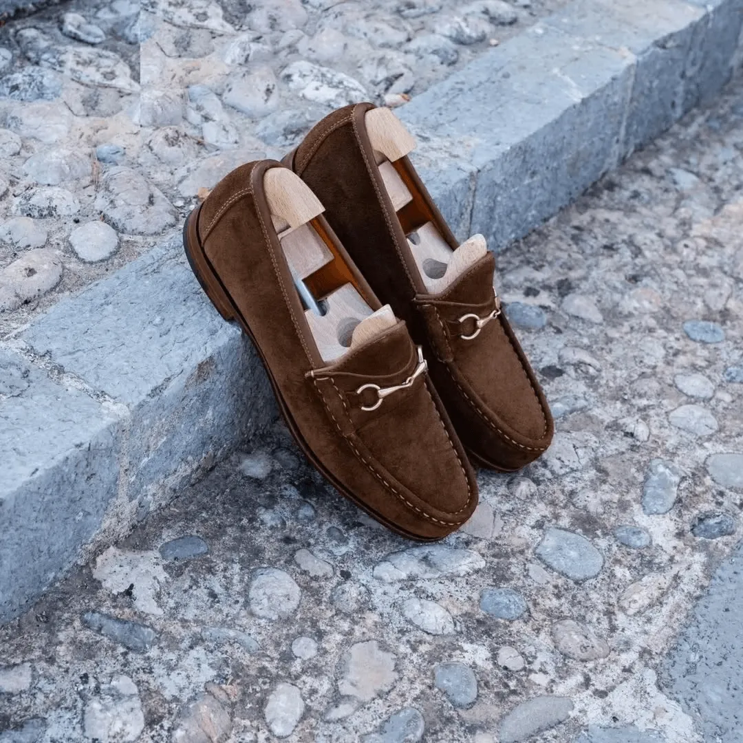 Light Brown Suede Horsebit Loafers
