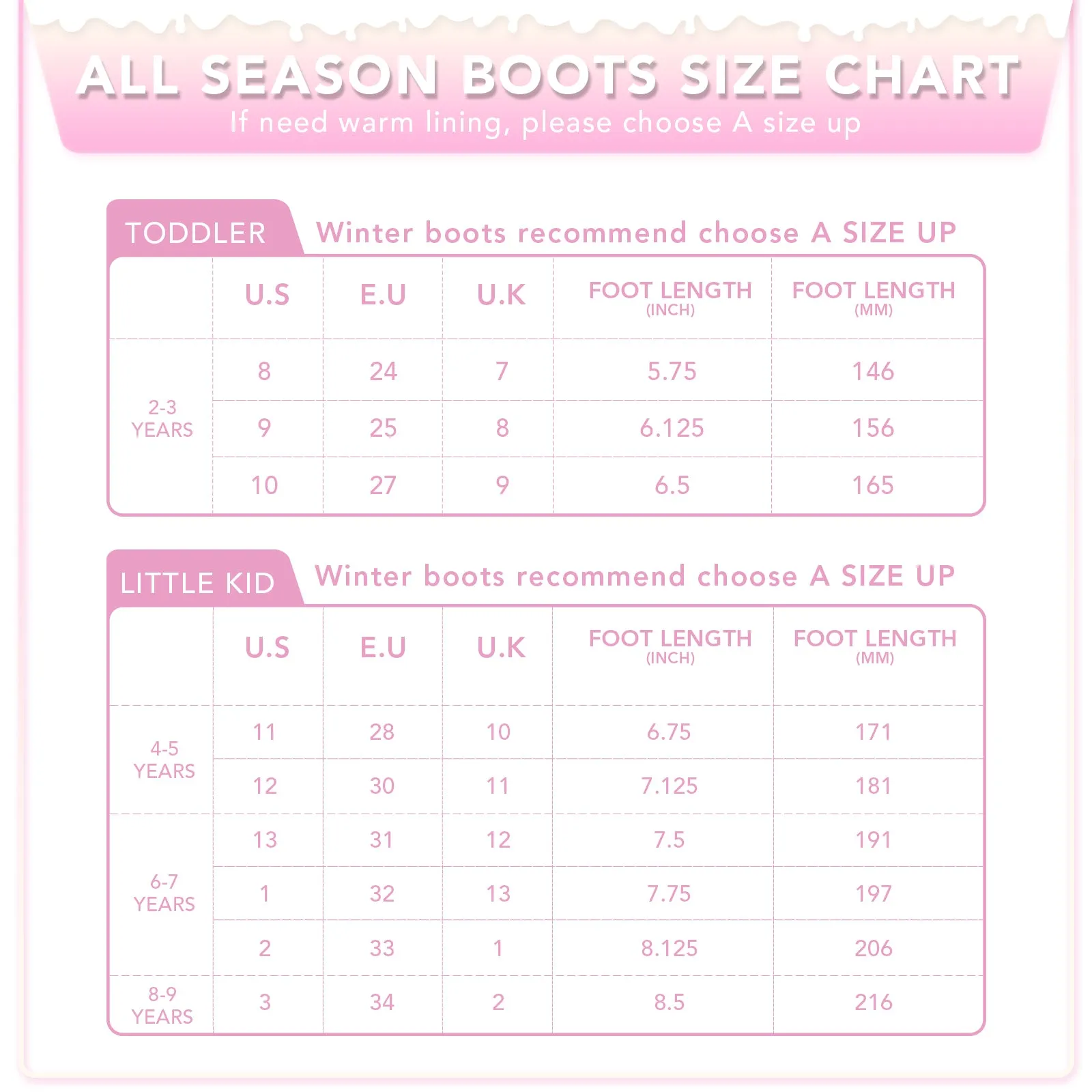 Light Up Pink Warm Kids Rain Boots