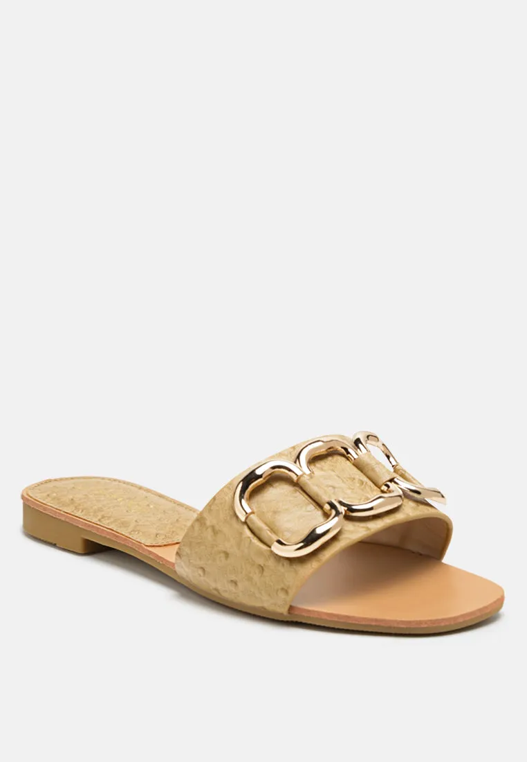 Madeleine Metal Rings Flat Slides By Ruw