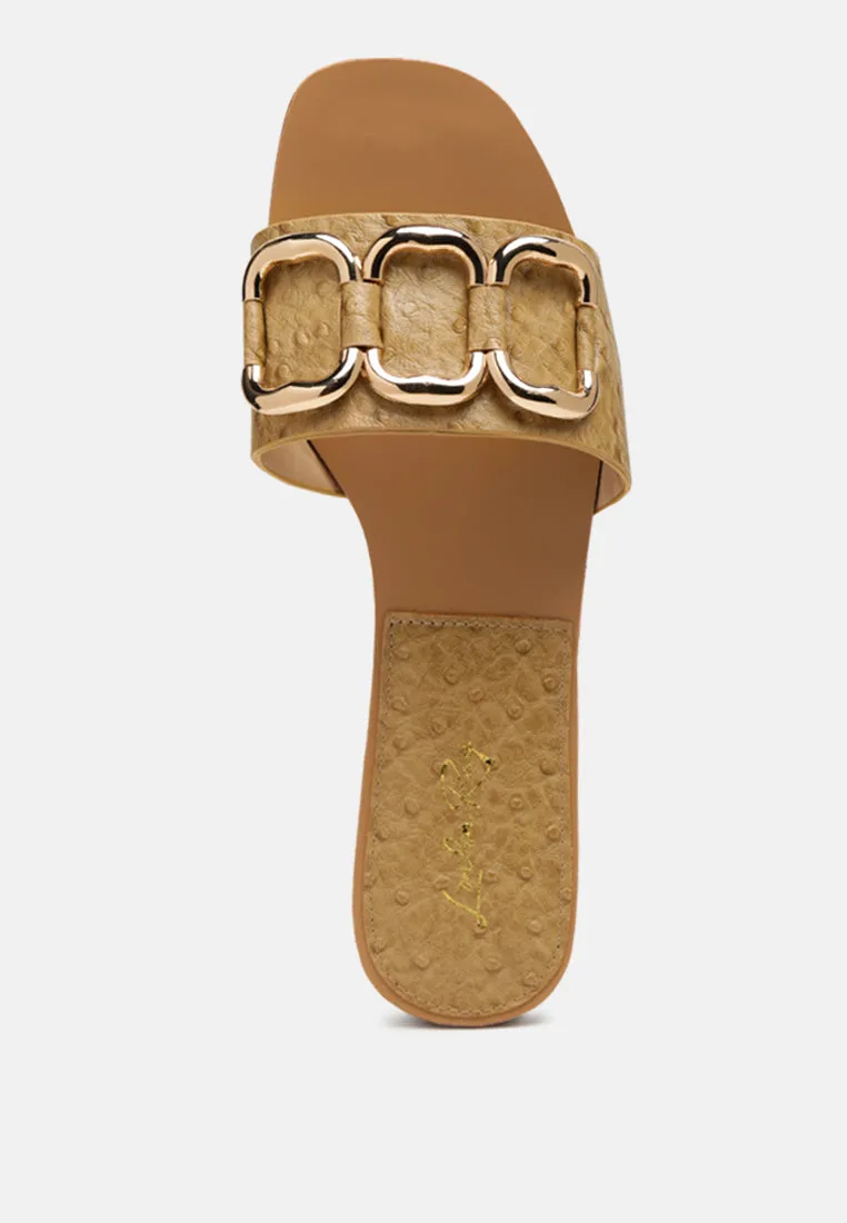 Madeleine Metal Rings Flat Slides By Ruw