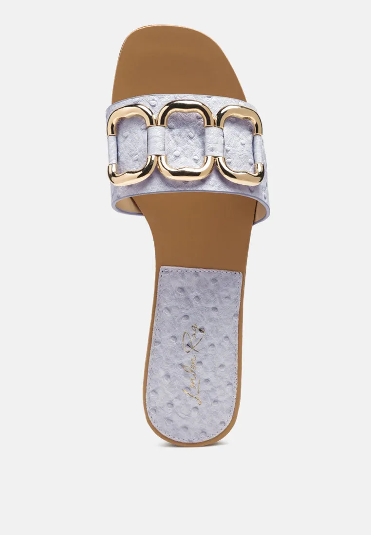 Madeleine Metal Rings Flat Slides By Ruw