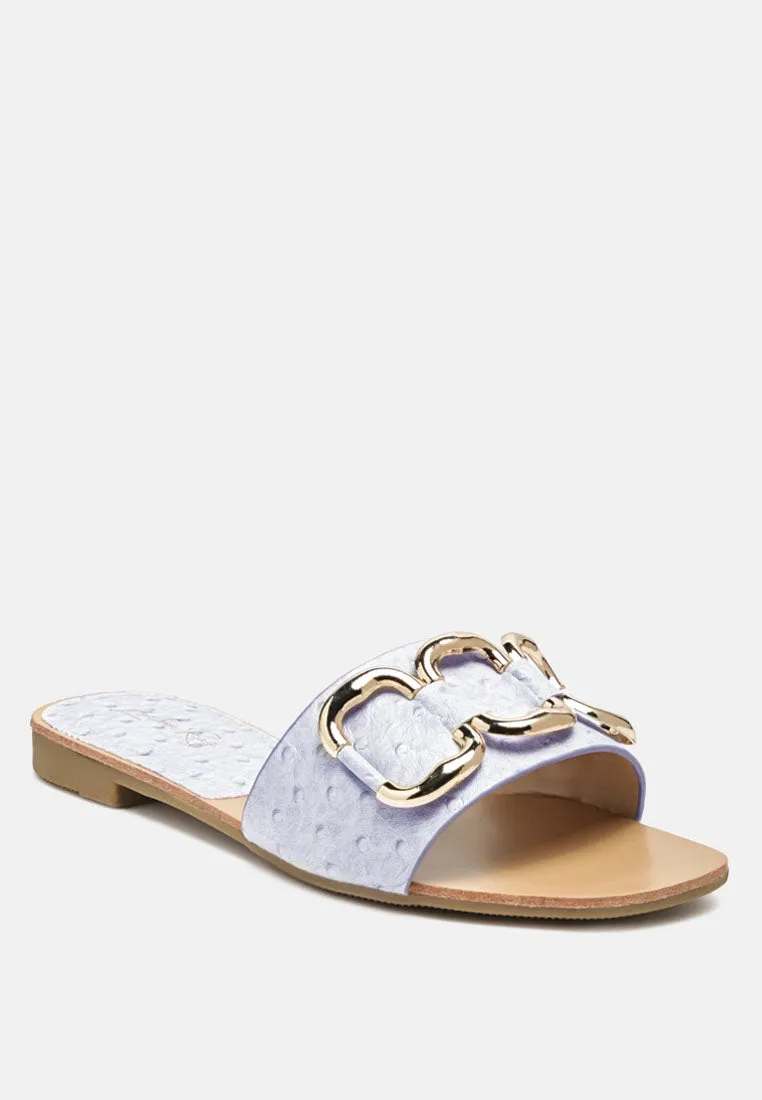 Madeleine Metal Rings Flat Slides By Ruw