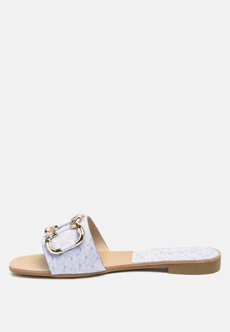 Madeleine Metal Rings Flat Slides By Ruw